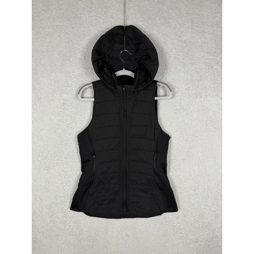 Lululemon Another Mile Vest Black Womens Size 10 LW4BSCS Hooded